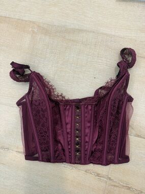 Victoria's Secret Burgundy Lace Corset Top
